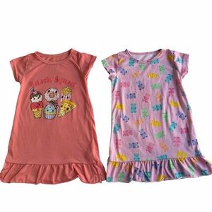 Girls Short Sleeve Nightgowns – Cute Snack & Gummy Bear Prints